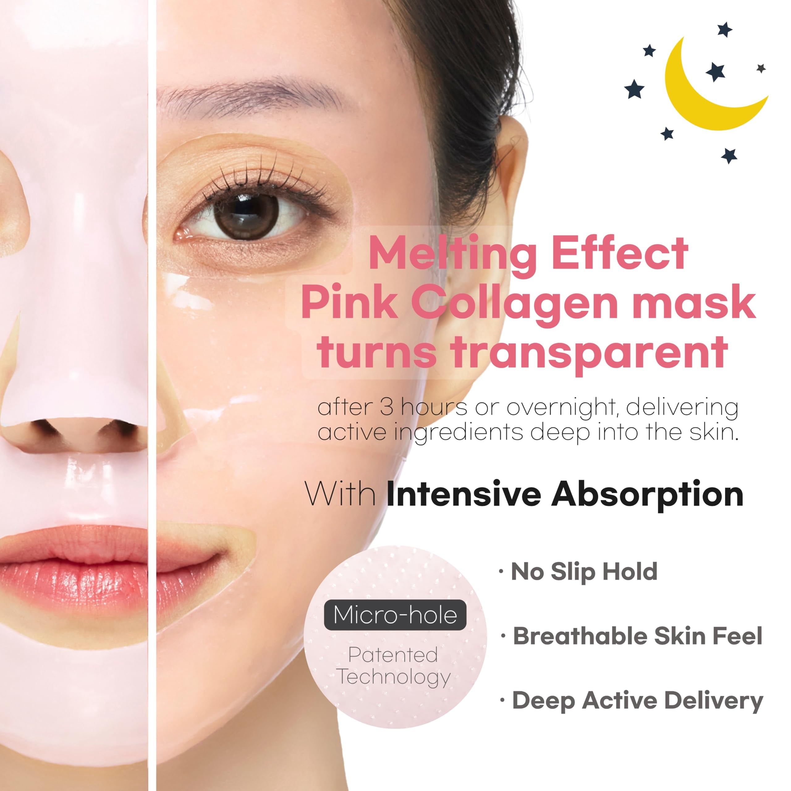 Energizing Pink Collagen Jelly Gel Mask , Overnight Face Mask for Glass Glow Skin Care ,Moisturizing Collagen Face Mask, Korean Skincare, 4Ea
