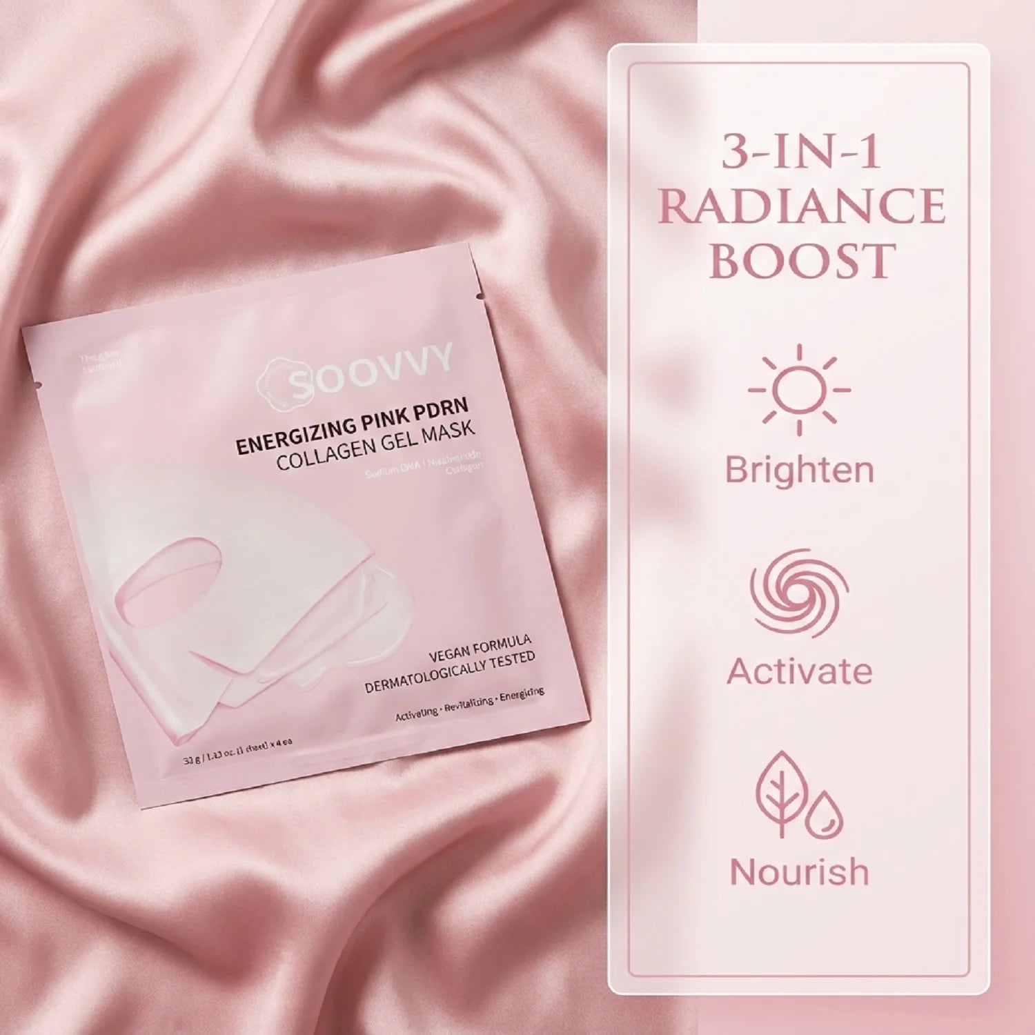 Energizing Pink Collagen Jelly Gel Mask , Overnight Face Mask for Glass Glow Skin Care ,Moisturizing Collagen Face Mask, Korean Skincare, 4Ea